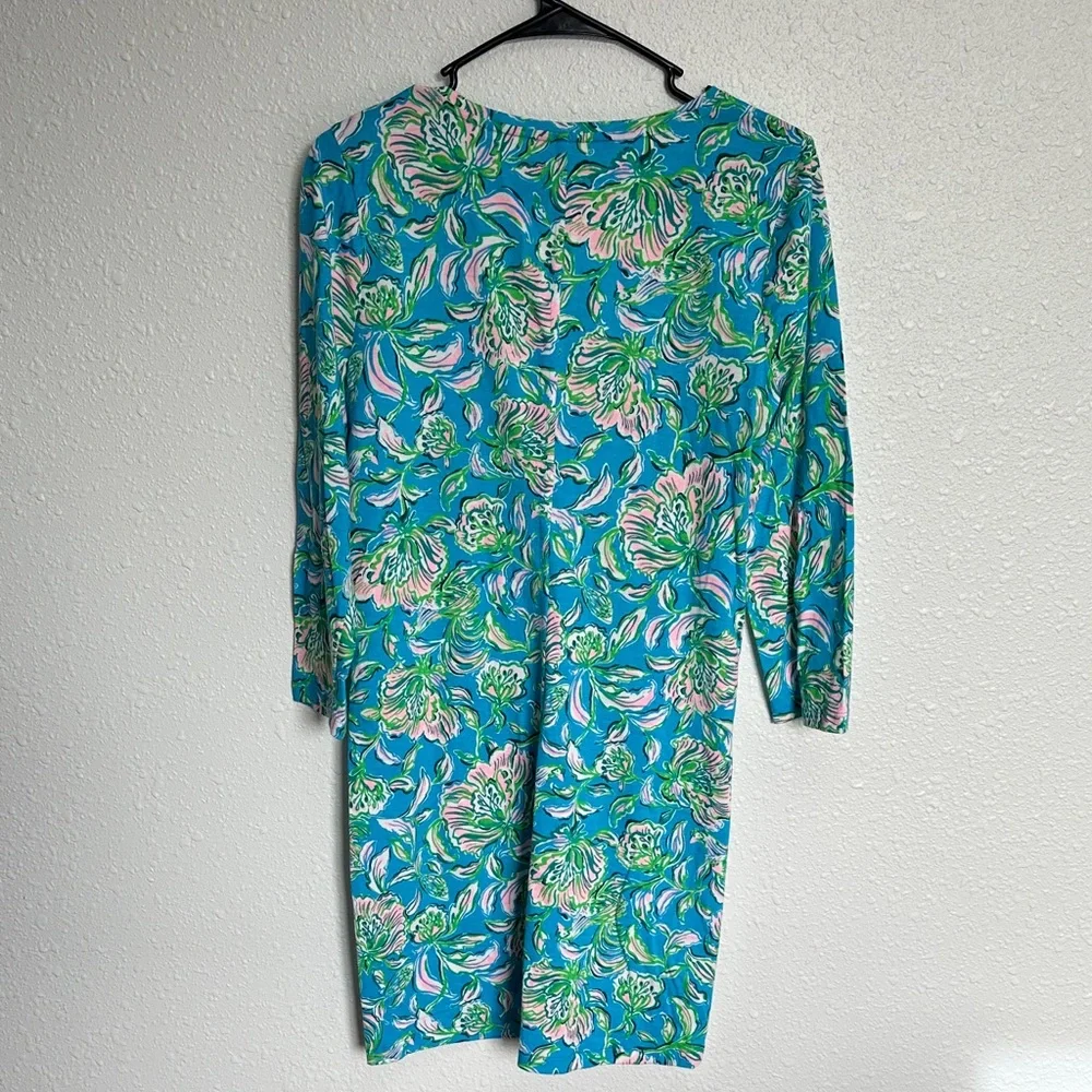 Lilly Pulitzer Tessa Print Cumulus Blue Chick Magnet Floral Dress Size Medium - Picture 5 of 7